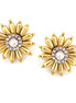 Gold-Tone Metal Flower Cream Pearl Crystal Earrings