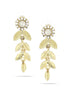 Gold-Tone Metal Leaf Pearl And Crystal Earrings