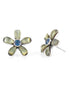 Silver-Tone Metal Olive And Blue Crystal Stud Earrings