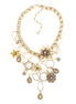 Gold-Tone Metal Mix Crystal Charm Necklace