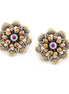 Gold-Tone Metal Crystal Flower Stud Earrings