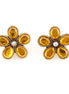 Gold-Tone Metal Citrine Crystal Flower Stud Earrings