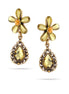 Gold-Tone Metal Olive And Orange Crystal Drop Stud Earrings