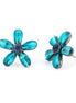 Silver-Tone Metal Aqua Blue Crystal Stud Earrings