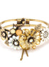 Gold-Tone Metal Enamel And Crystals Flower Bracelets