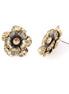 Gold-Tone Metal Flower Crystal Stud Earrings