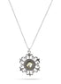 Rhodium-Tone Metal Olive Faceted Stone Crtstal Necklace