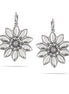 Silver-Tone Metal White Crystal And Grey Pearl Flower Earrings
