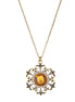 Gold-Tone Metal Yellow Crystal Pendant Necklace