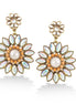 Gold-Tione Metal Crystal And Pearl Flower Drop Earrings