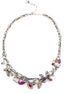 Rhodium Tone Metal Multi Color Necklace