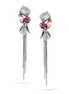 Rhodium -Tone Metal Amethyst And Smokey Drop Earrings