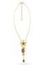 Gold-Tone Matte Finished Metal Citrine Crystal Drop Pendant Necklace