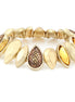 Gold-Tone Matte Finished Metal Citrine Crystal Stretch Bracelets