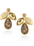 Gold Matte Finished Metal Tone Crystal Drop Earrings