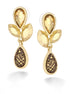 Gold Matte Finished Metal Tone Crystal Drop Earrings