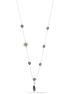 Silver-Tone Matte Finished Metal Yellow Crystal Necklace 
