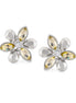 Silver-Tone Metal Yellow Crystal Stud Earrings