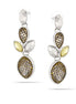 Silver-Tone Matte Finished Metal Lemon Crystal Drop Earrings