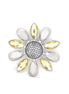 Silver-Tone Matte Finished Metal Yellow And Grey Crystal Brooches Pin