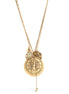 Gold Oxide-Tone Clock Pendant Charm Necklace