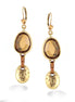 Gold-Tone Metal Gold Stone Drop Earrings
