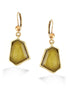 Gold-Tone Metal Gold Stone Drop Earrings