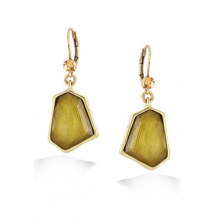 Gold-Tone Metal Gold Stone Drop Earrings