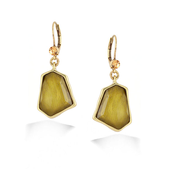 Gold-Tone Metal Gold Stone Drop Earrings