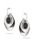 Silver Henatite-Tone Metal Black Stone Drop Earrings