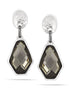 Rhodium-Tone Metal Grey Faceted Crystal Drop Earrings