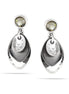 Silver-Hematite-Tone Crystal Drop Earrings