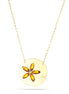 Gold- Matte Finished Metal Tone Citrine Crystal Neklace