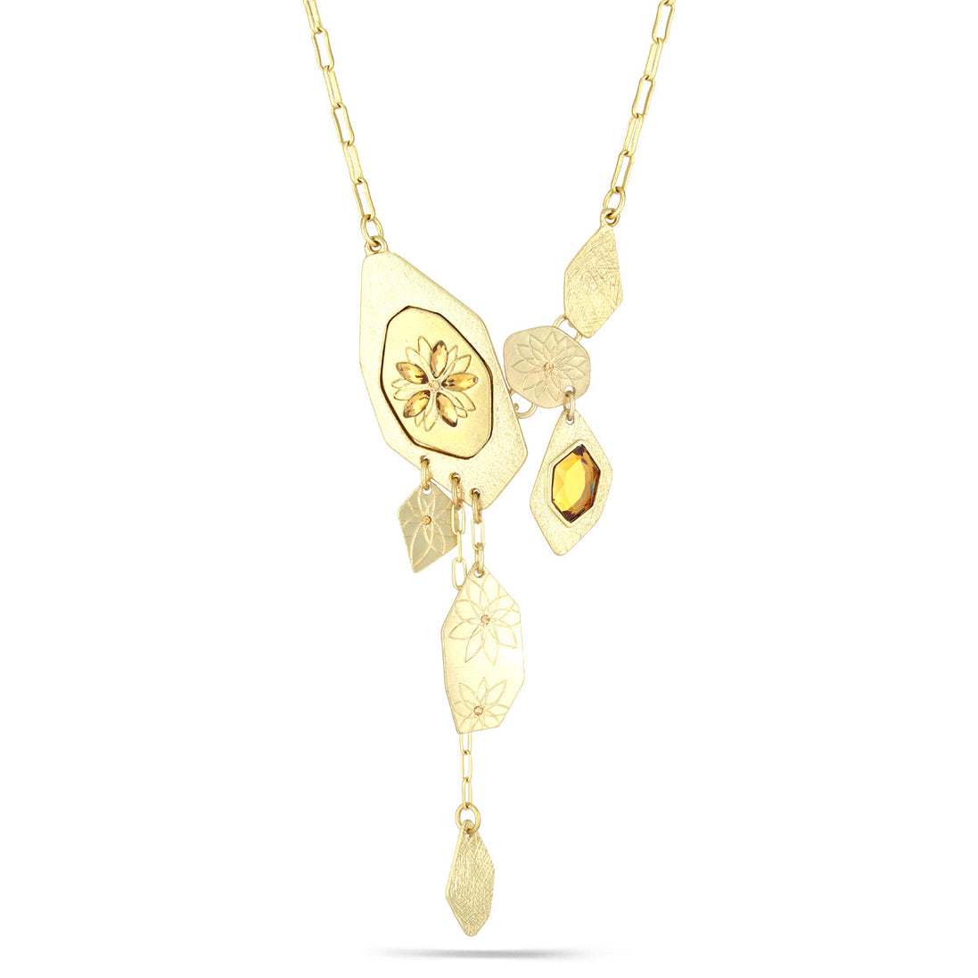 Gold-Tone Metal Citrine Crystal Necklace