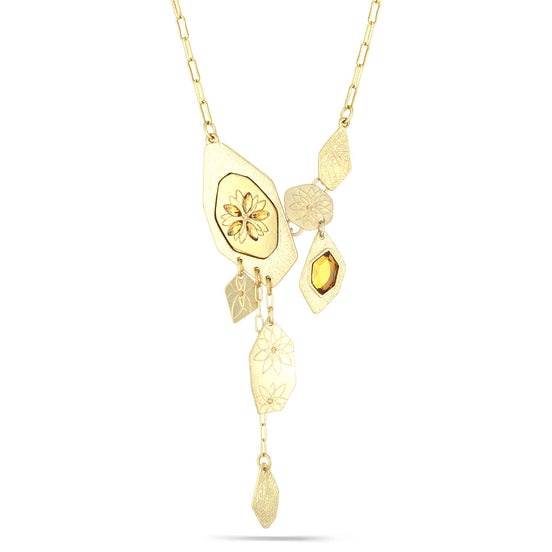 Gold-Tone Metal Citrine Crystal Necklace