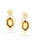 Gold-Tone Metal Citrine Faceted Stone Drop Earrings
