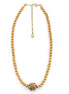 Gold-Tone Metal Gold Pearl An Dpaveball Crystal Necklace