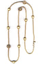 Gold Beads And Gold Crystal Long Necklace
