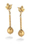 Gold-Tone Metal Gold Pearl Dangle Earrings