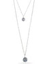 Rhodium-Tone Metal Chain Grey Pearl And Blue Crystal Pearl Pave Ball Layer Necklace
