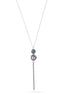Rhodium-Tone Metal Grey Pearl And Blue Crystal Tassel Necklace