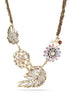 Gold-Copper-Tone Metal Rainbow Crystal Pearl Necklace