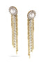Gold-Tone Metal Pearl Crystal Tassel Earrings