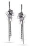 Hematite -Tone Metal Grey Pearl And White Crystal Drop Earrings