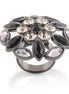 Hematite-Tone Metal Crystal Adjustable Ring
