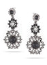 Hematite-Tone Metal Black Faceted Stone And White Crystal Drop Stud Earrings