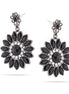 Hematite-Tone Metal Black And White Crystal Flower Earrings