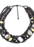 Black-Tone Metal Chain Multi Color Crystal Necklace