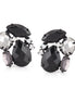 Black-Tone Metal Black And Hematite Faceted Stone Stud Earrings