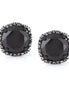 Black-Tone Metal Black And Hematite Faceted Stone Stud Earrings